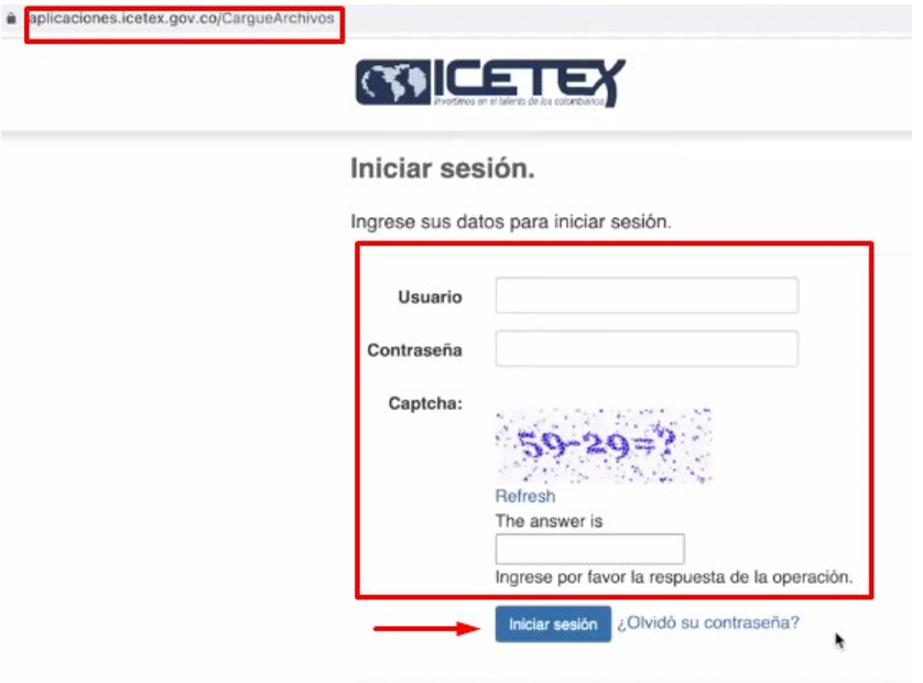 iniciar sesion Icetex