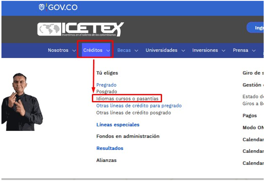 icetex idiomas