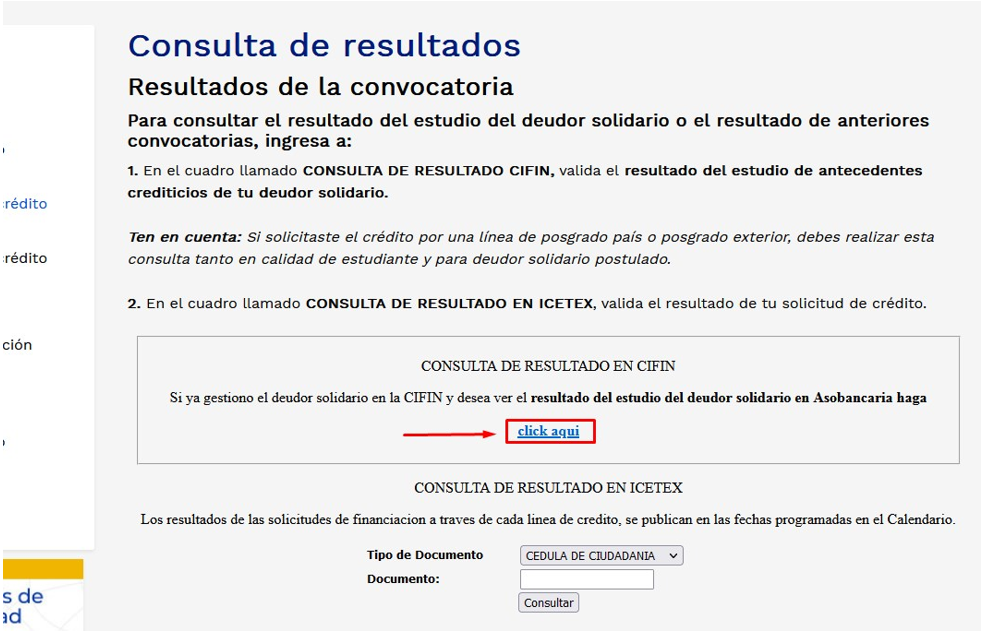 consulta de resultados CIFIN